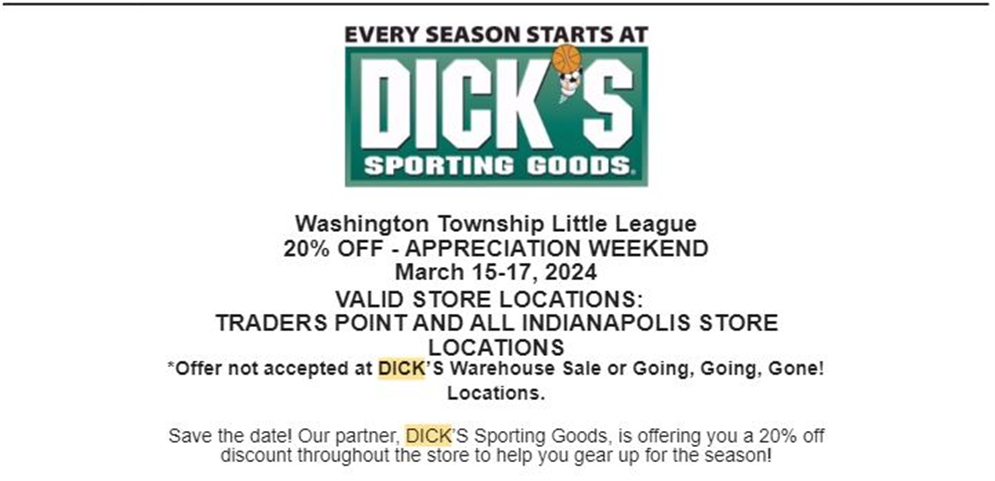 2024 Dicks Discount Weekend: Click for Coupon