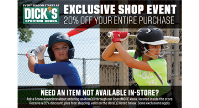 Dick's Sporting Goods 20% Off Event!
